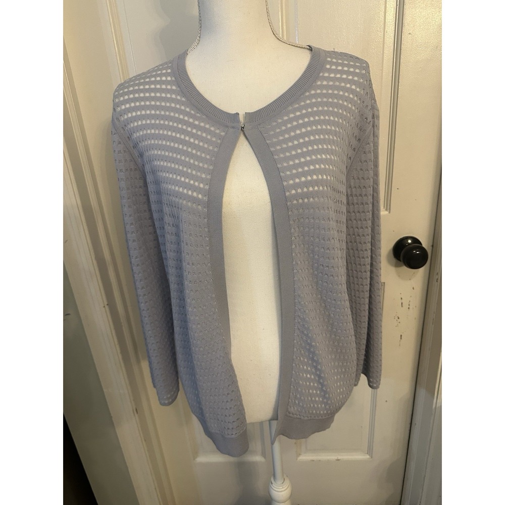 Classiques Entier Women's‎ One Hook  Open Front Cardigan Size Large Sheer Lilac